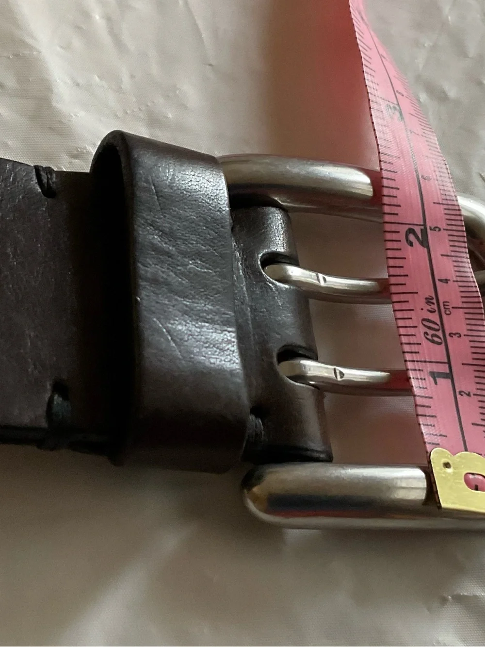 Lauren Ralph Lauren Dark Brown Leather Double Prong Adjustment Holes Belt